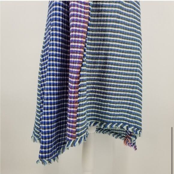 Anthropologie Maeve Waverly blue white plaid gingham one shoulder dress size 6 - Picture 5 of 14